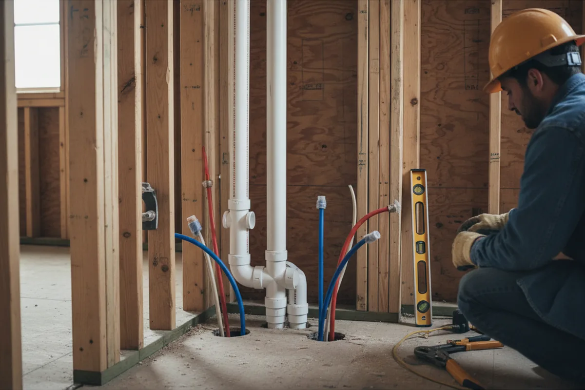 Drain and supply rough-in during Leak Detection in New Hope